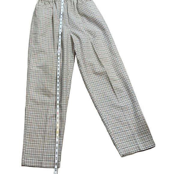 Baxter Wells Neutral Plaid Pattern Linen Blend Pants Sz 10 Preppy Light Academia - Picture 6 of 15